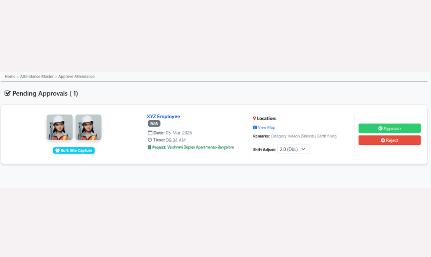 Approve labour attendance panel
